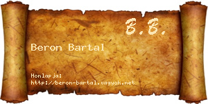Beron Bartal névjegykártya